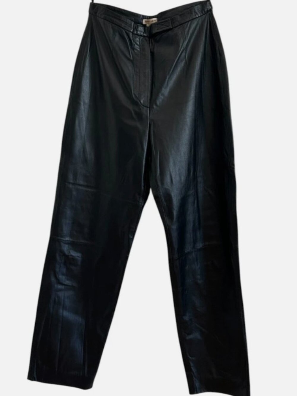 Apostrophe Black Genuine Leather Pants High Waisted Vintage Straight Leg Size 10